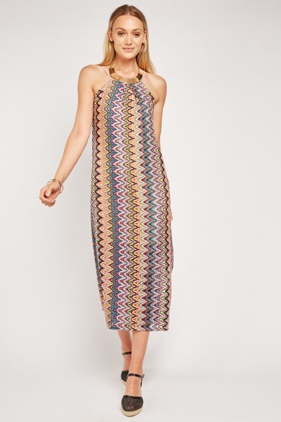 Embroidered Overlay Midi Dress