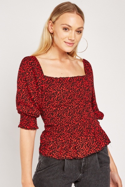 Puff Sleeve Shirred Top