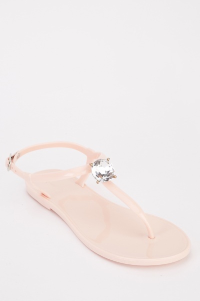 Diamante Front Flip Flop Sandals