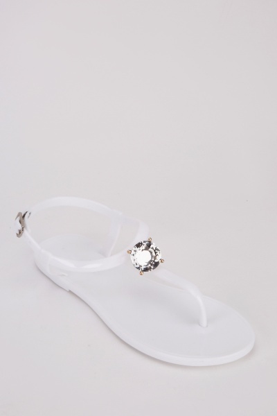 Diamante Front Flip Flop Sandals