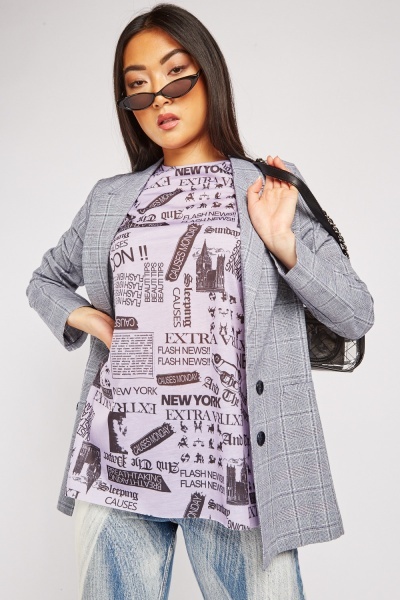 Newspaper Print T-Shirt