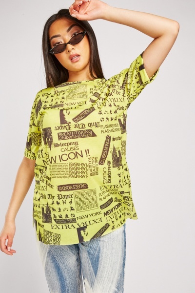 Newspaper Print T-Shirt