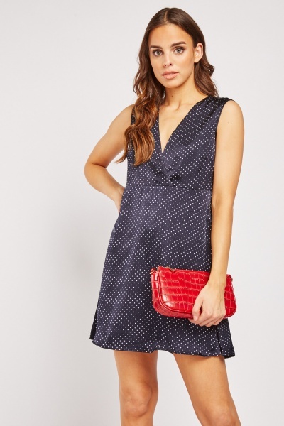 Polka Dot Sateen Wrap Dress