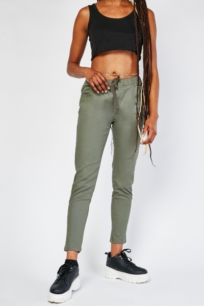 Skinny Fit Olive Trousers