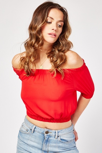 Elasticated Off Shoulder Crop Top