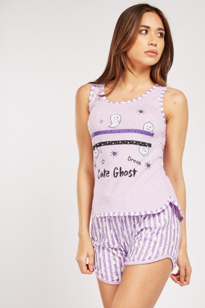 Ghost Print Two Piece Pyjama Set