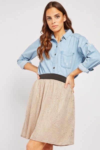 Lace Overlay Frilly Skirt