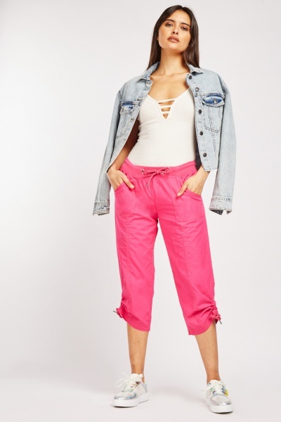 Drawstring Ankle Hem Cropped Trousers