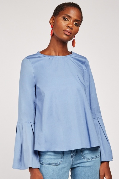 Pleated Bell Long Sleeve Blouse