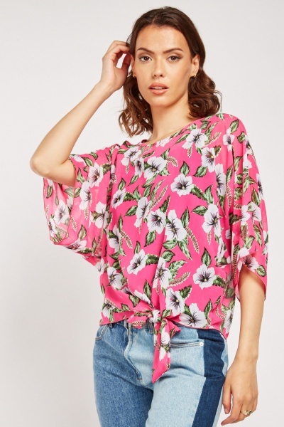 Printed Sheer Chiffon Blouse