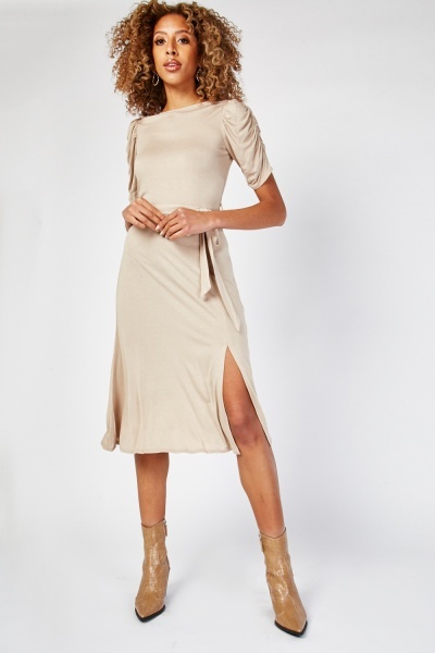 Split Front Tied Dress