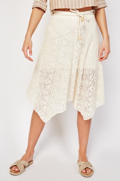 Crochet Overlay Asymmetric Skirt