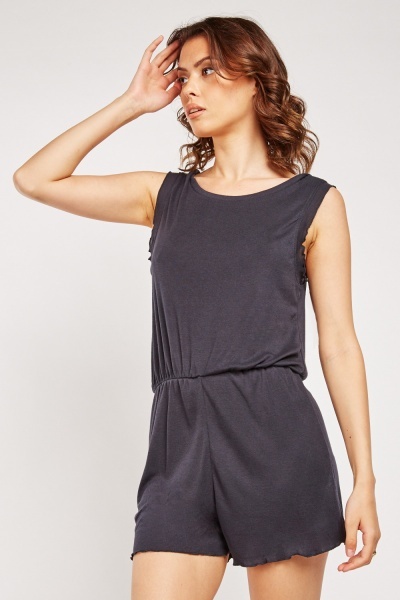 Curled Sleeve Edge Jersey Romper