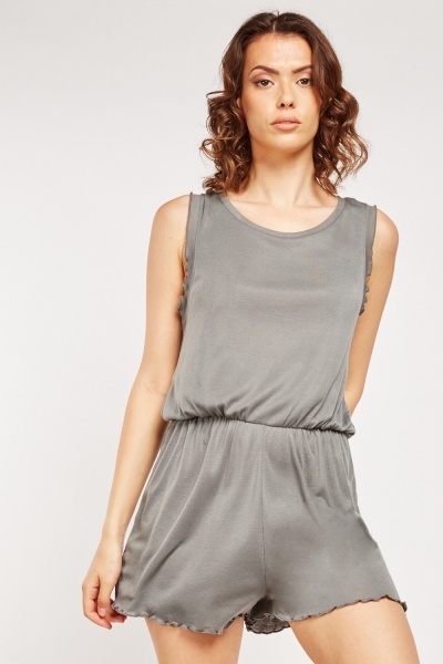 Curled Sleeve Edge Jersey Romper