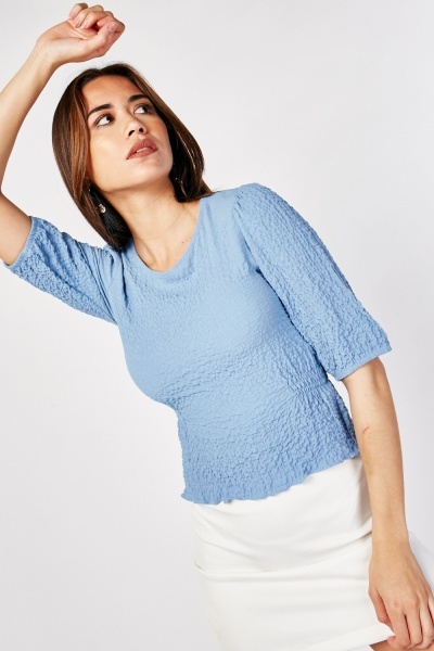 Crinkle Textured Short Sleeve Top