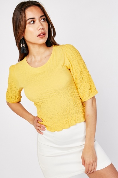 Crinkle Textured Short Sleeve Top