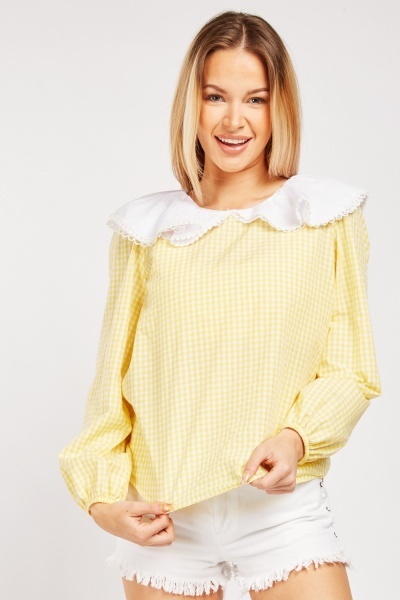 Peter Pan Collar Gingham Blouse