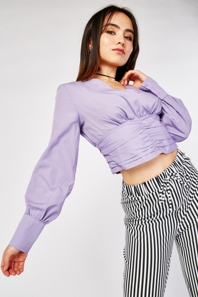 Ruched Crop Wrap Top