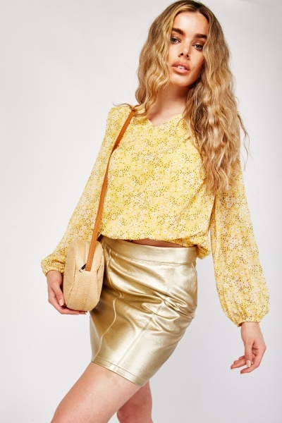 Flower Print Chiffon Blouse