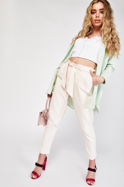 Paperbag Waist Belted Trousers