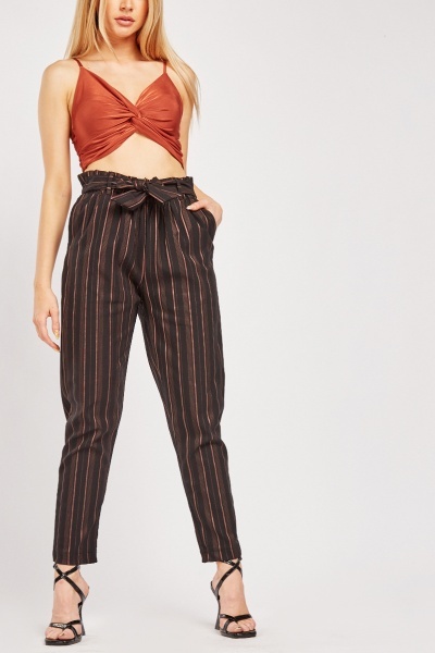 Striped Paperbag Waist Trousers