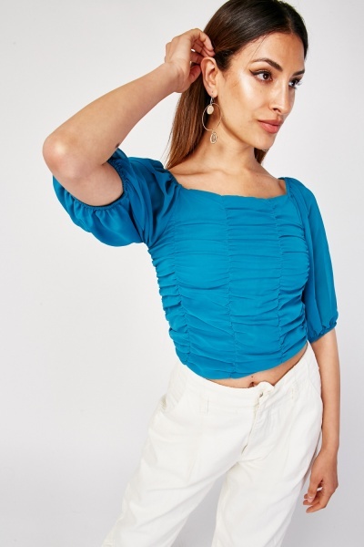 Ruched Front Chiffon Top