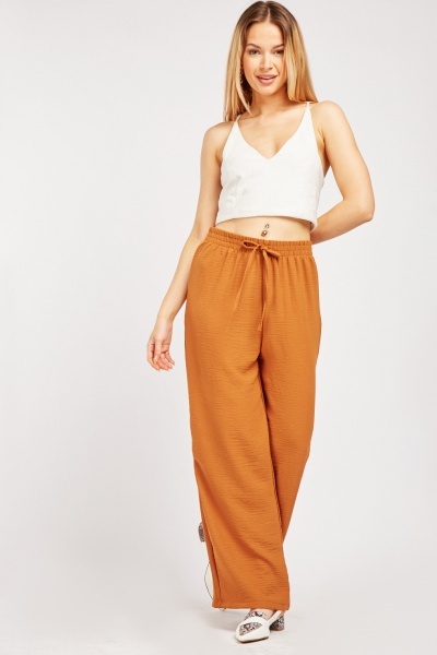 Wide Leg Tie Up Waist Trousers