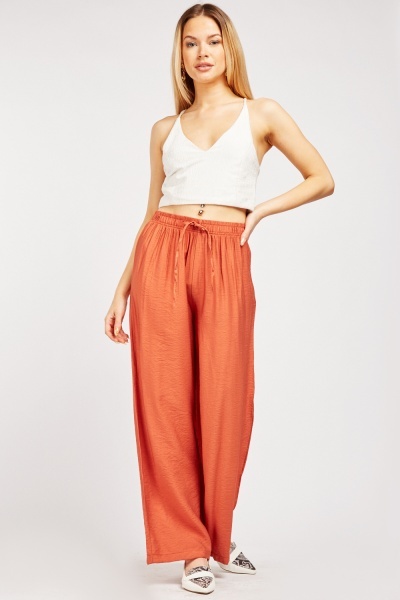 Wide Leg Tie Up Waist Trousers