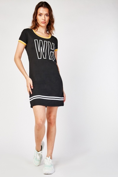 Lettering Print Casual Dress