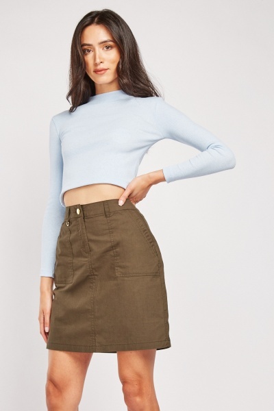 Pocket Front Mini Skirt
