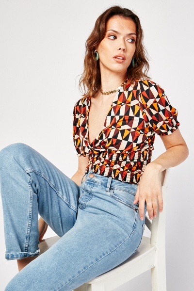 Geometric Print Crop Top