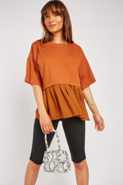 Chiffon Insert Pleated Blouse