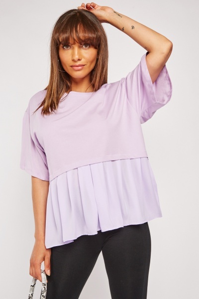 Chiffon Insert Pleated Blouse