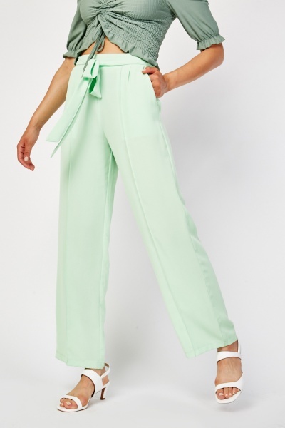 High Waist Tie Up Tapered Trousers