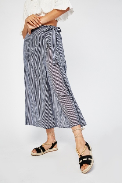 Striped Skirt Wrap Over Trousers
