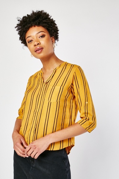 Single Pocket Front Striped Top