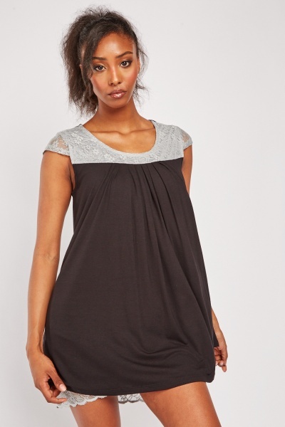 Lace Insert Contrasted Top