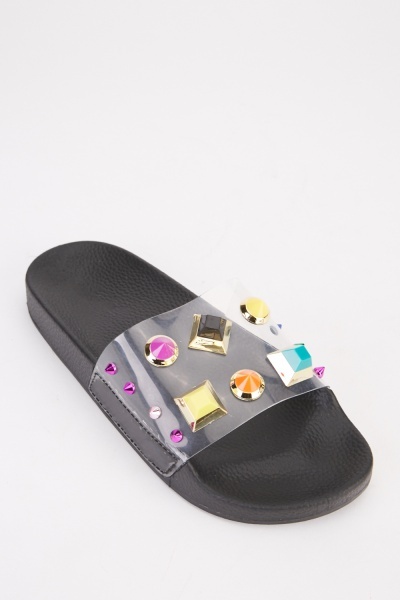 Studded Strap Slide Sandals