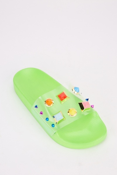 Studded Strap Slide Sandals