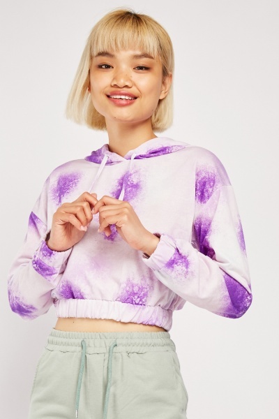 Printed Crop Hoodie