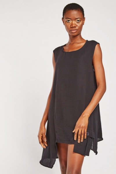 Single Flap Pocket Tunic Dress