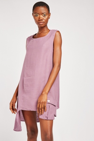 Single Flap Pocket Tunic Dress