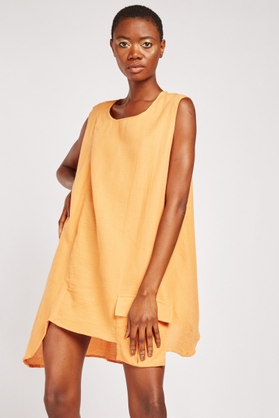 Single Flap Pocket Tunic Dress