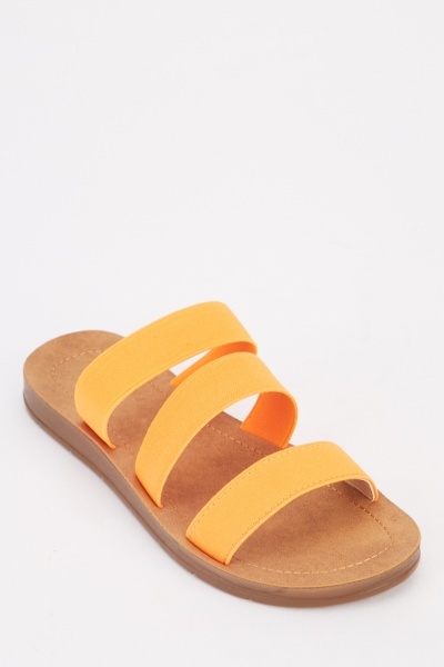 Elastic Strappy Slide Sandals
