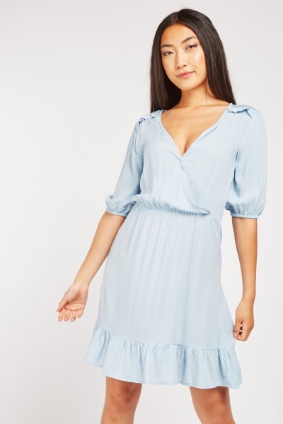 Ruffle Hem Wrap Dress