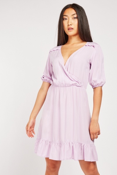 Ruffle Hem Wrap Dress