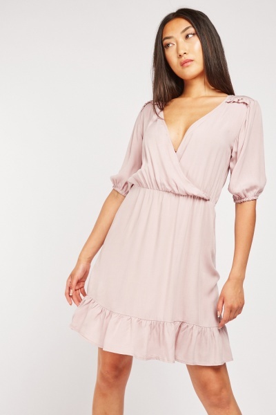 Ruffle Hem Wrap Dress