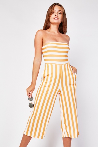 Vertical Striped Strapless Jumpsuit