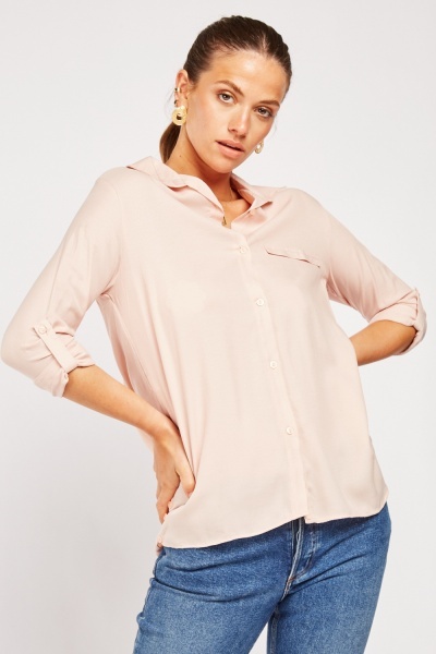 Decorative Welt Pocket Front Shirt