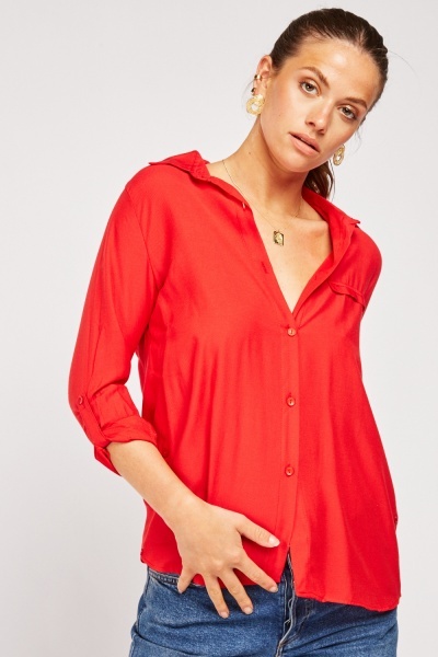 Decorative Welt Pocket Front Shirt